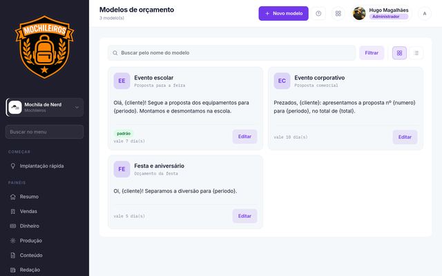 Modelos de orçamento